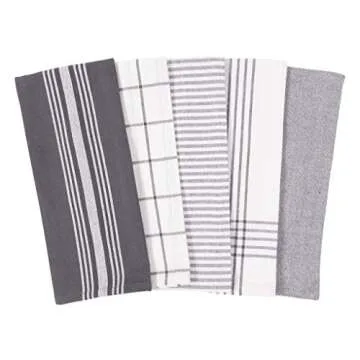 KAF Home Soho Kitchen Dish Towel Set of 10 | 18 x 28 Inch Tea Towels | Soft and Absorbent Mixed Set of Flat Towels (Charcoal)