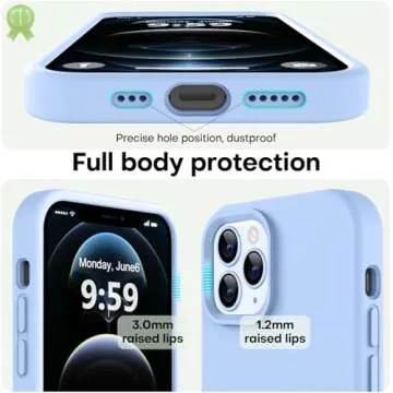 LOVE 3000 Compatible with iPhone 12 Pro Max Case | Thickening Liquid Silicone | Anti-Scratch Microfiber Lining | Full-Body Duty Heavy Protection Case for iPhone 12 Pro Max Women Girls, Light Blue