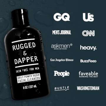 RUGGED & DAPPER Daily Power Scrub | 8 oz | Premium Exfoliating Mens Face Wash | Deep Cleans + Prevents Breakouts | Face Wash Men's | Natural Ingredients | Made in USA