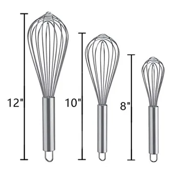 3-Pack Stainless Steel Whisk Set for Cooking Enthusiasts