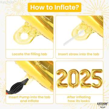 KatchOn, XtraLarge Gold 2025 Balloons, 40 Inch - Happy New Year Balloons Gold | New Years Eve Party Supplies 2025 Balloons Gold | New Years Decorations 2025 | NYE Balloons, New Years 2025 Balloons