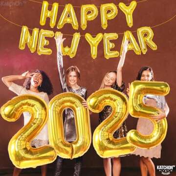 KatchOn, XtraLarge Gold 2025 Balloons, 40 Inch - Happy New Year Balloons Gold | New Years Eve Party Supplies 2025 Balloons Gold | New Years Decorations 2025 | NYE Balloons, New Years 2025 Balloons