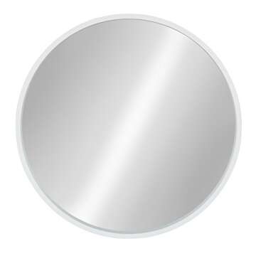 Kate and Laurel Travis Round Wood Wall Mirror, 21.6" Diameter, White, Modern Wall Décor Accent