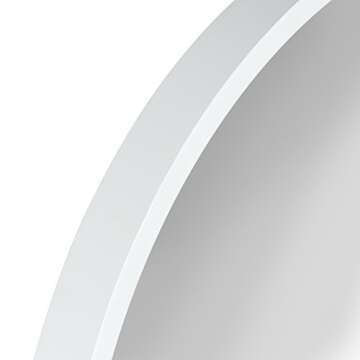 Kate and Laurel Travis Round Wood Wall Mirror, 21.6" Diameter, White, Modern Wall Décor Accent