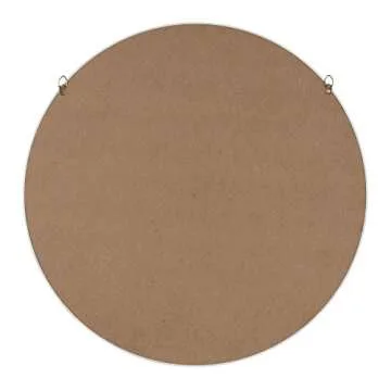 Kate and Laurel Travis Round Wood Wall Mirror, 21.6" Diameter, White, Modern Wall Décor Accent