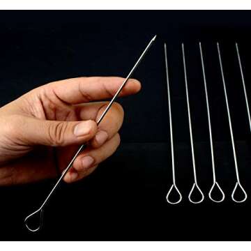HONSHEN 8 Inch Stainless Steel Skewers,Roast goose needle Barbecue Skewers, BBQ Skewers, Shish Kebab...