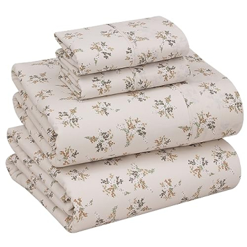 RUVANTI 100% Cotton Sheets - Crispy Cooling Percale Sheets for Queen Size Bed, Breathable & Durable ...