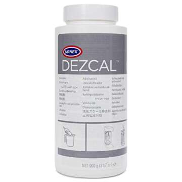 Urnex Dezcal Coffee and Espresso Machine Descaler Activated Scale Remover - 900g Bottle - Fast Effec...