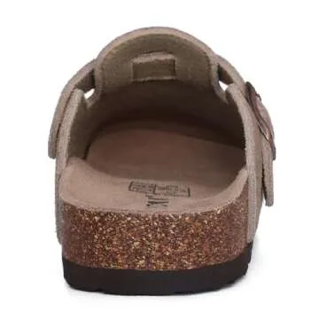KIDMI Women's Suede Clogs Leather Mules Cork Footbed Sandals Potato Shoes with Arch Support Mocha 42 (Size 10)