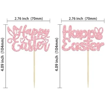 Gyufise Easter Bunny Cupcake Toppers 24Pcs Glittery Fun