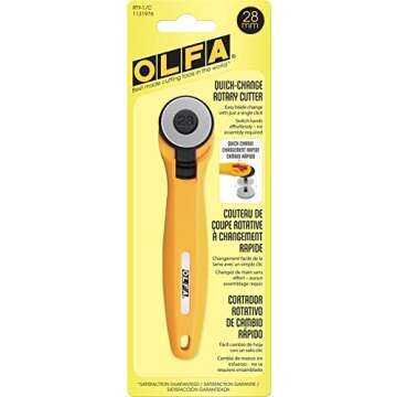 OLFA Rotary Fabric Cutter 28MM with 5 Blade Refill For Quilting, Sewing, and Crafts