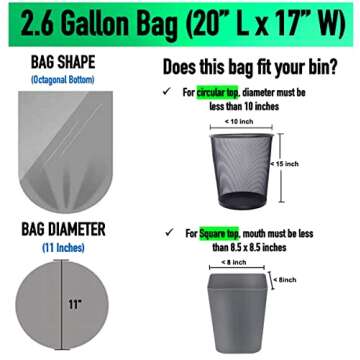 2.6 Gallon Clear Bathroom Trash Bags (240 Bags) 2 Gallon Small Garbage Bags 10 Liter Plastic Wasteba...