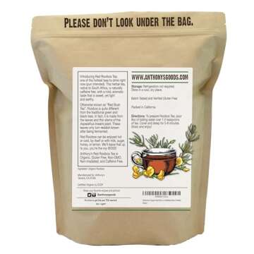 Anthony's Organic Red Rooibos Loose Leaf Tea, 1 lb, Gluten Free, Non GMO, Non Irradiated, Keto Frien...