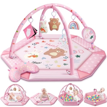 8-in-1 Soft Baby Gym Play Mat with Toys - Perfect for Sensory Development