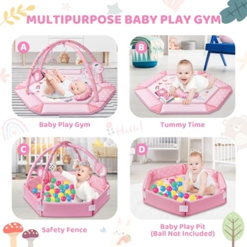 Baby Gym Play Mat - 8-in-1 Activity Mat for Infant