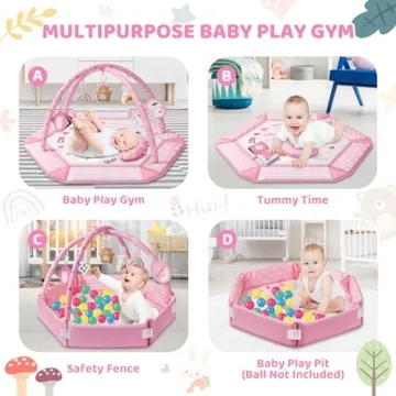 Baby Gym Play Mat - 8-in-1 Activity Mat for Infant