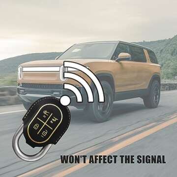 BestEvMod for Rivian R1T & R1S Key Fob Cover Accessories Leather Shells Protector Remote Key Case Compatible with Rivian 2022 2023 2024 2025 Accessories (R1S)