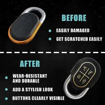 BestEvMod for Rivian R1T & R1S Key Fob Cover Accessories Leather Shells Protector Remote Key Case Compatible with Rivian 2022 2023 2024 2025 Accessories (R1S)