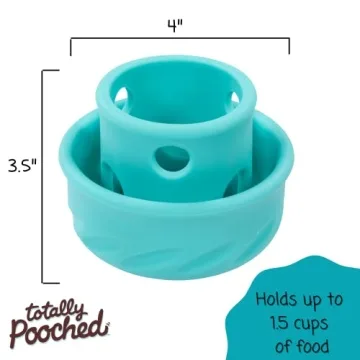 Messy Mutts Totally Pooched Puzzle 'n Play Mushroom | Interactive Treat Puzzle Toy for Dogs | Durable 4” x 3.5” TPR Dog Toy | Teal