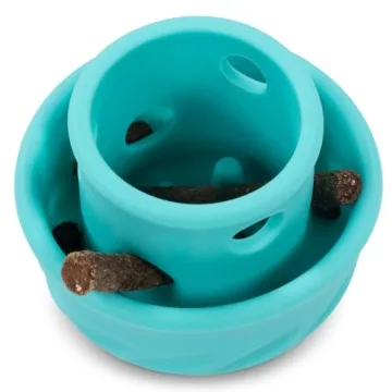 Messy Mutts Totally Pooched Puzzle 'n Play Mushroom | Interactive Treat Puzzle Toy for Dogs | Durable 4” x 3.5” TPR Dog Toy | Teal