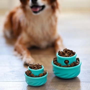 Messy Mutts Totally Pooched Puzzle 'n Play Mushroom | Interactive Treat Puzzle Toy for Dogs | Durable 4” x 3.5” TPR Dog Toy | Teal