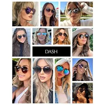 DIFF Dash Designer Oversized Aviator Sunglasses for Women UV400 Polarized, Matte Black + Grey