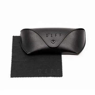 DIFF Dash Designer Oversized Aviator Sunglasses for Women UV400 Polarized, Matte Black + Grey