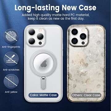 Caka Designed for iPhone 14 Pro Max Case MagSafe Magnetic Stand, [Non Yellowing] [Military Drop Protection] Shockproof Protective Phone Case iPhone 14 Pro Max 6.7 inch 2022, Matte Clear