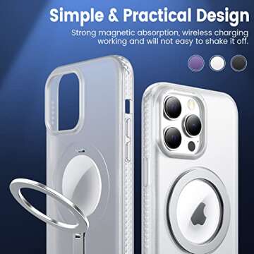Caka Designed for iPhone 14 Pro Max Case MagSafe Magnetic Stand, [Non Yellowing] [Military Drop Protection] Shockproof Protective Phone Case iPhone 14 Pro Max 6.7 inch 2022, Matte Clear