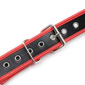 HOT TIME LOVER DREAM Men's Leather Body Chest Harness Belt with Double-Shoulder Cage Belt Adjustable Red (Black/Red)