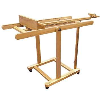 Mont Marte Tilting Studio Wooden Floor Easel. Height Adjustable Extra Large H-Frame Featuring a Larg...