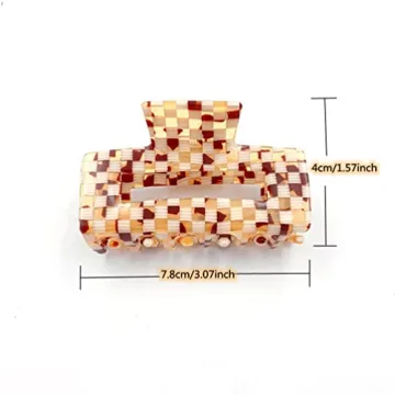 YOEMAYUNER Checkered Hair Claw Clips for Women Girls Fashion