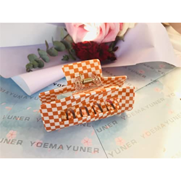 YOEMAYUNER Checkered Hair Claw Clips for Women Girls Fashion