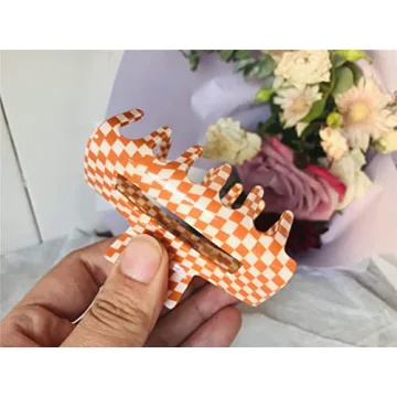 YOEMAYUNER Checkered Hair Claw Clips for Women Girls Fashion