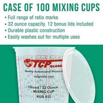 100 Quart Paint Mixing Cups with Lids for Precision Mixing