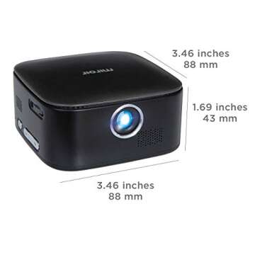 Miroir M75 Portable Projector | 50” Picture LED Movie Projector with Built-In HDMI & Speakers | Re...