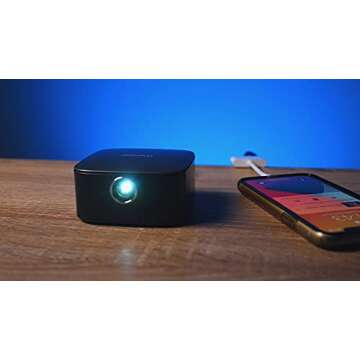 Miroir M75 Portable Projector | 50” Picture LED Movie Projector with Built-In HDMI & Speakers | Rechargeable Mini Projector for 2 Hours of Outdoor Entertainment | TV, Game Console, & Phone Projector