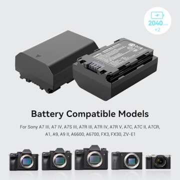 SMALLRIG NP-FZ100 Camera Battery Charger Set for Sony A7 IV, A7R V, A7S III, Double Slot NP-FZ100 Battery Charger for A7R IV, A7R III, A7 III, A7C, FX3, FX30, A6600, A6700, ZV-E1, A1, A9