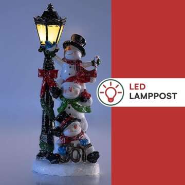 VP Home Christmas Snowman Decor Christmas Figurines Resin Snowman Lighted Decorations Indoor Christm...