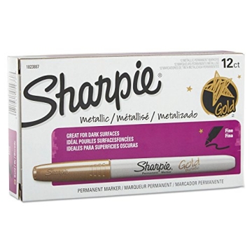 Sharpie 1823887 Metallic Permanent Markers Gold Dozen - Perfect for Crafting and Pottery