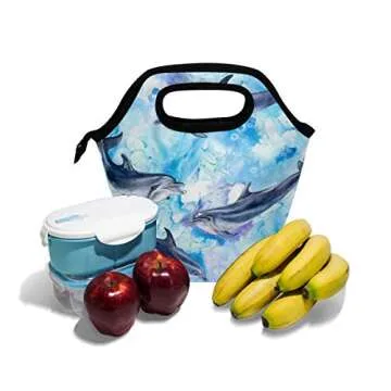 Stylish Senya Lunch Bag with Dolphin Print - Eco-Friendly Neoprene Insulated Tote