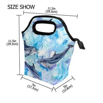 Stylish Senya Dolphins Blue Insulated Lunch Bag for All Ages
