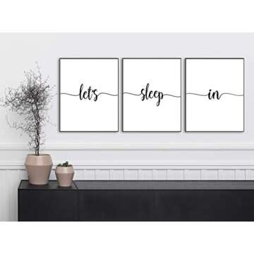 Let's Sleep In Art Prints - Minimalist Bedroom Decor