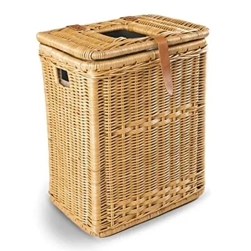 Elegant Drop-in Wicker Rectangular Trash Basket with Metal Liner