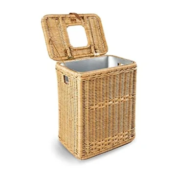 Stylish Wicker Recycling Basket with Drop-in Lid