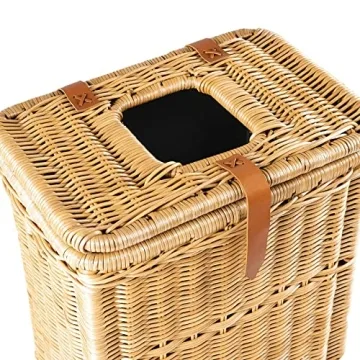 Stylish Wicker Recycling Basket with Drop-in Lid