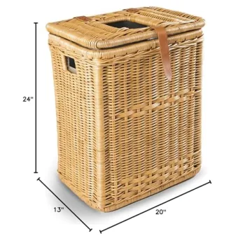 Stylish Wicker Recycling Basket with Drop-in Lid
