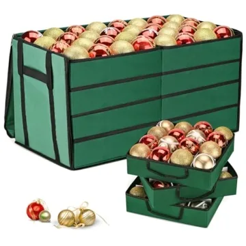 Mrrihand Christmas Ornament Storage Box, Christmas Storage Containers with 8 Individual Trays, Keeps...