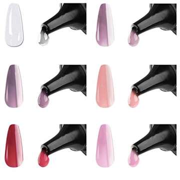 Gershion Builder Gel Upgrade, Clear,Pink and Nude Nail Extension Gel No Need Slip Solution Enhancement Nail Gift Set S-16