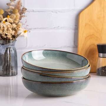 AmorArc 8.5'' Large Ceramic Pasta Bowls Set of 4